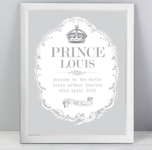 Personalised Royal Crown White Framed Print