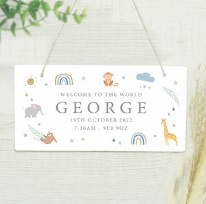 Personalised Safari Animals Wooden Sign