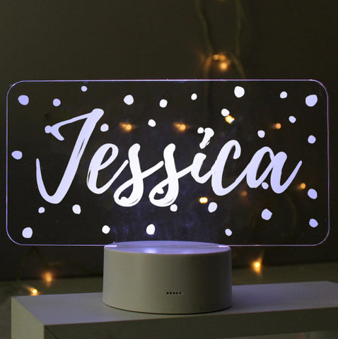 Personalised Polka-dot Name only LED Colour Changing Night Light