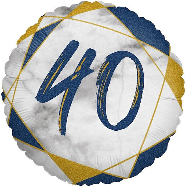 40th Birthday Navy Marble Effect Balloon