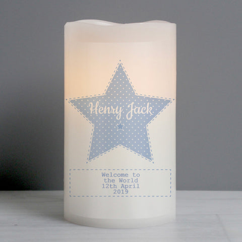 Personalised Stitch & Dot Baby Boy Nightlight LED Candle