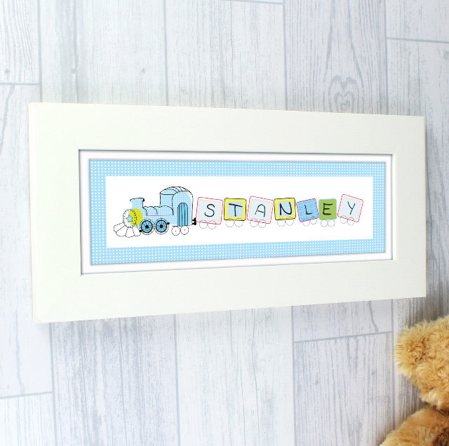 Personalised Patchwork Train Name Frame