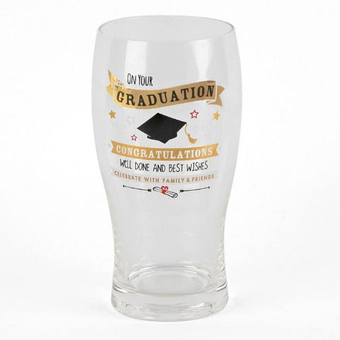Graduation Signography Gold Beer Glass