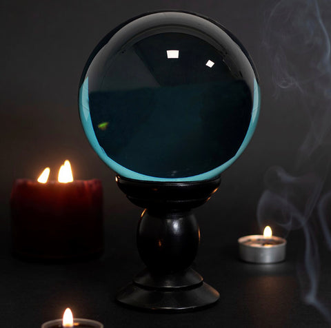 Large Teal Crystal Ball On Stand