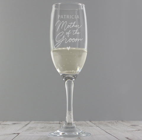 Personalised Mother of the Groom Flute Glass