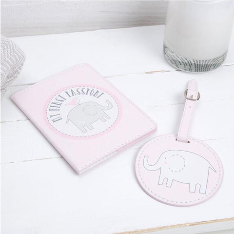 Petit Cheri Passport Holder & Luggage Tag Set - Pink