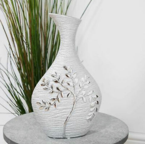 Silver Electroplated Ceramic Vase