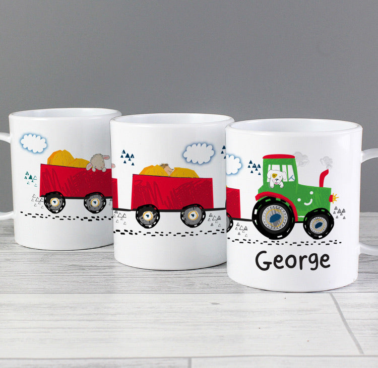 Personalised Tractor Plastic Mug