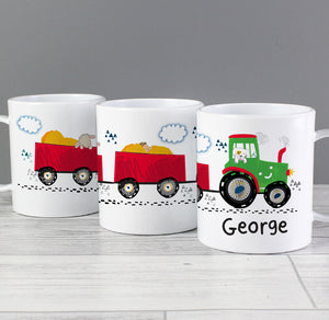 Personalised Tractor Plastic Mug