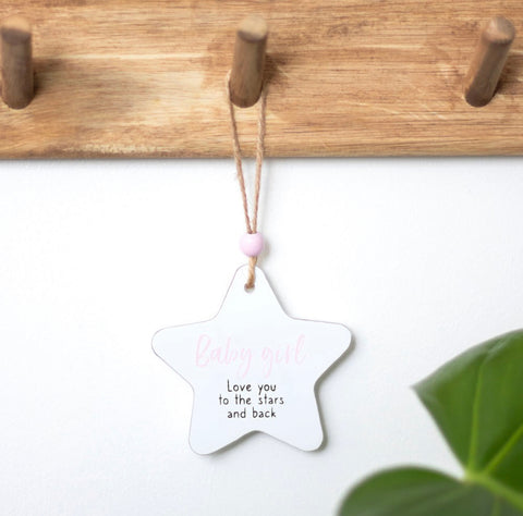 Baby Girl Hanging Star Sign