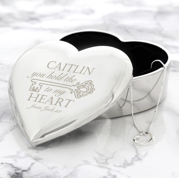 Personalised Key to My Heart Trinket Box & Necklace Set