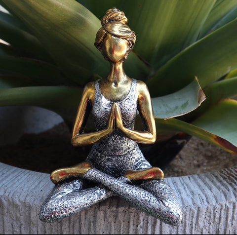 Yoga Lady Figure - Bronze & Silver