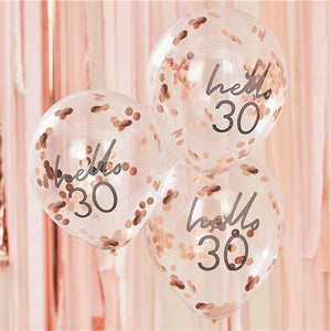 Hello 30 Confetti Balloons
