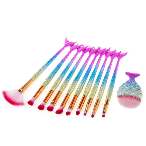 11pcs Shimmer Mermaid FishTail Eye Makeup Brush Set
