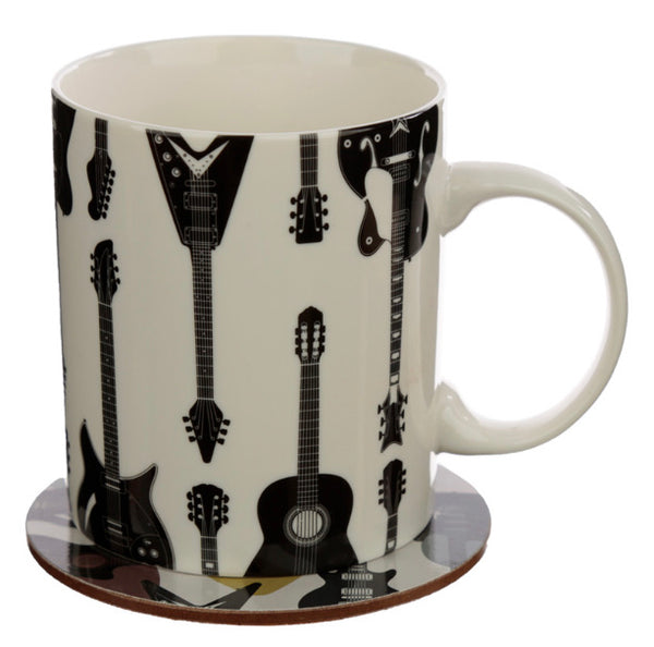 Porcelain Mug and Coaster Gift Set - Headstock Guitar