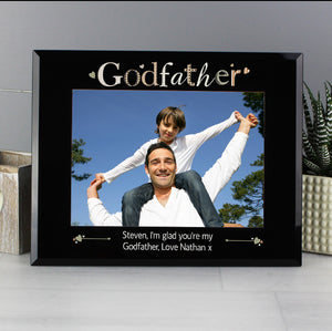 Personalised Godfather Black Glass 7x5 Photo Frame