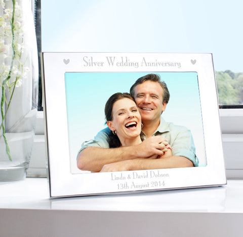 Personalised Silver Anniversary 7x5 Landscape Photo Frame