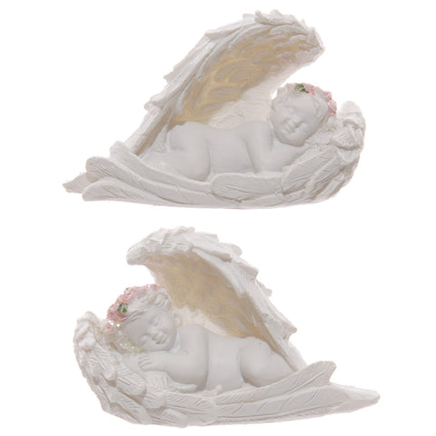 Decorative Rose Cherub Sleeping Figurine