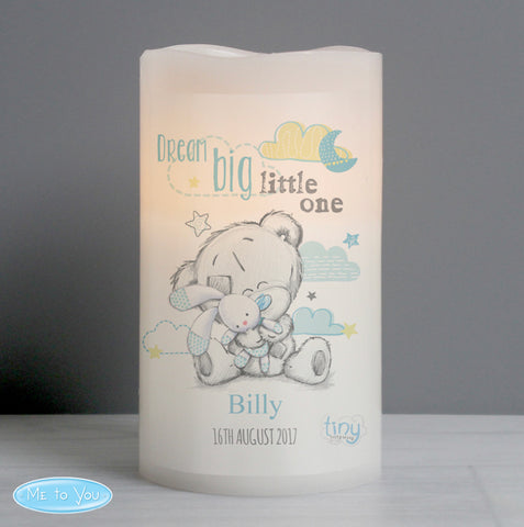 Personalised Tiny Tatty Teddy Dream Big Blue Nightlight LED Candle