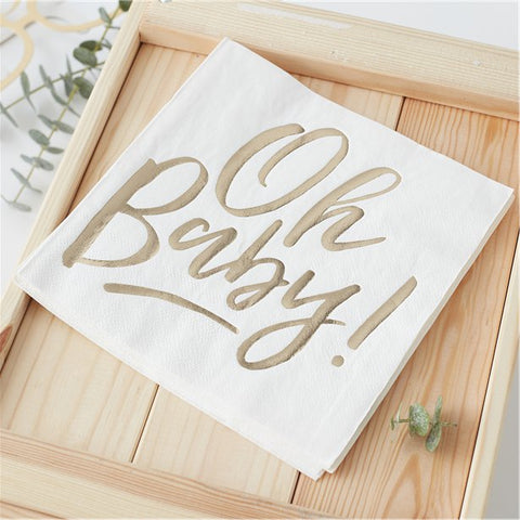 'Oh Baby!' Gold Foiled Paper Napkins