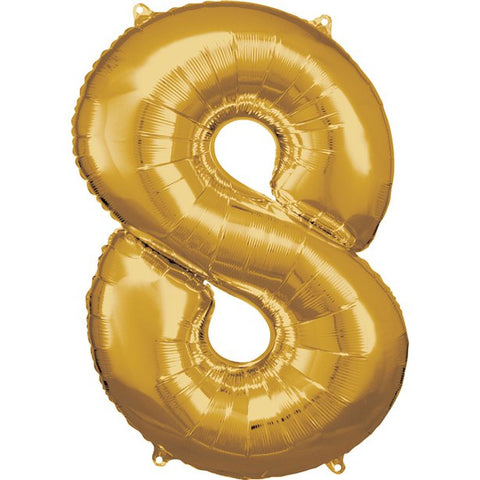 Gold Number 8 Balloon