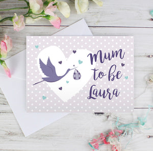 Personalised Mum to Be Stork Card
