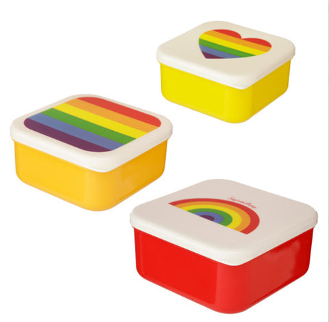 Somewhere Rainbow Set of 3 Reusable BPA Free Plastic Lunch Boxes