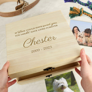 Personalised Pet Memorial Large Wooden Keepsake Box