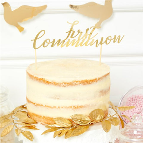 First Holy Communion Gold Cake Topper