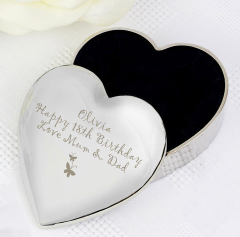 Personalised Butterfly Heart Trinket Box