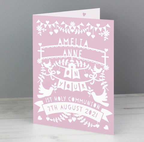 Personalised Pink Papercut Style Card