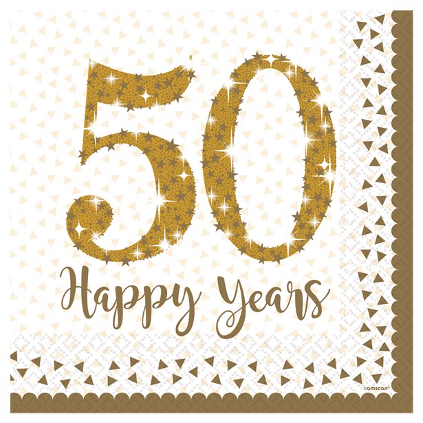 50th Gold Sparkling Wedding Anniversary Napkins