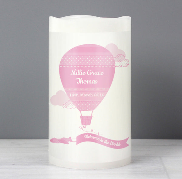 Personalised Up & Away Baby Girl Nightlight LED Candle