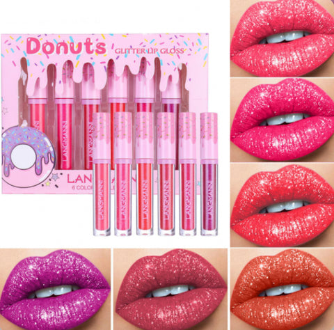 Donuts 6pcs Glitter Lip Gloss Gift Set