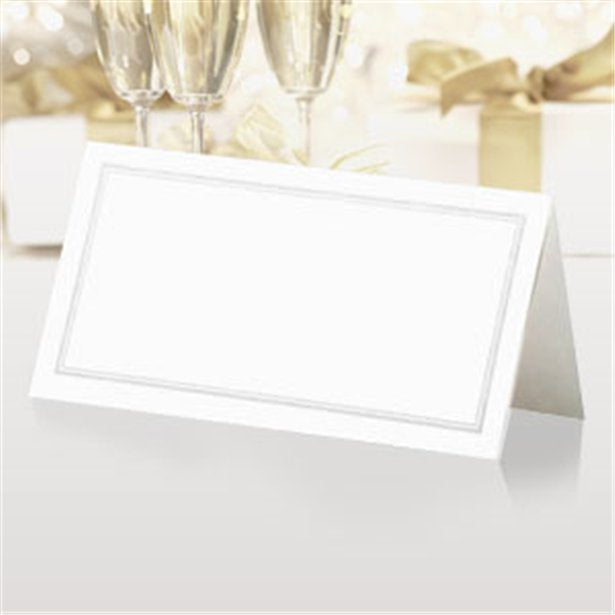 White & Silver Wedding Place Cards