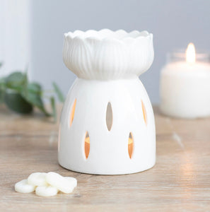 White Gloss Lotus Flower Oil Burner