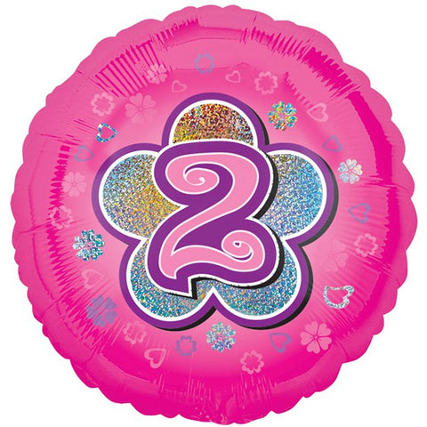 Age 2 Pink Flowers Balloon