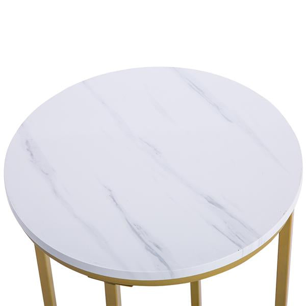 Marble Simple Round Side - White/Gold