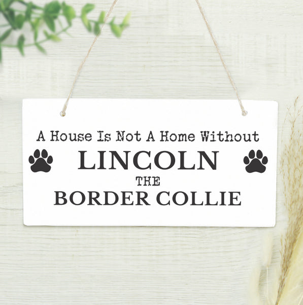 Personalised Paw Print Dog Breed Wooden Sign