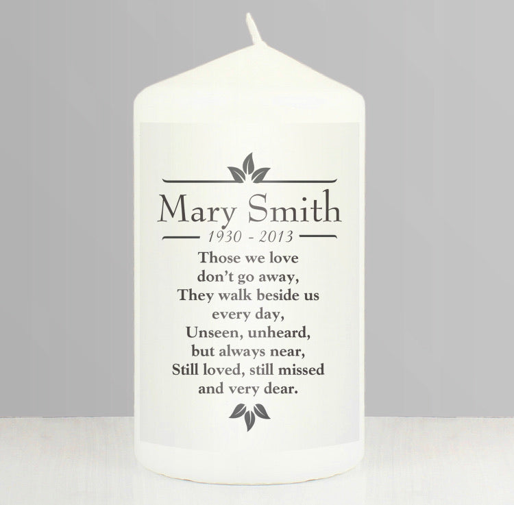 Personalised Sentiments 'Those We Love' Pillar Candle