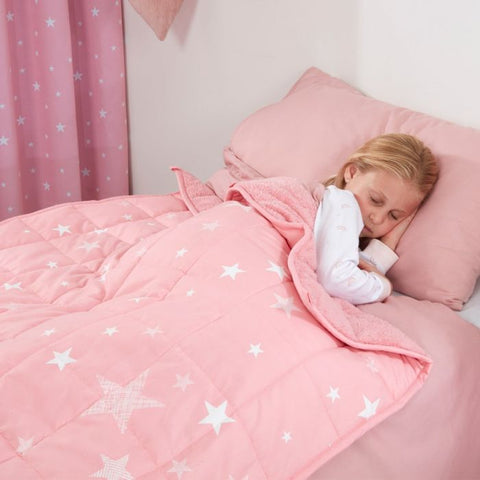 Kids Star Teddy Fleece Weighted Blanket - Blush Pink
