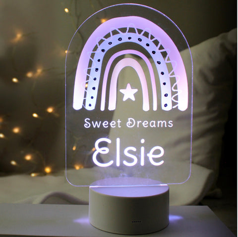 Personalised Pink Rainbow LED Colour Changing Night Light