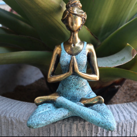 Yoga Lady Figure - Bronze & Turqoise
