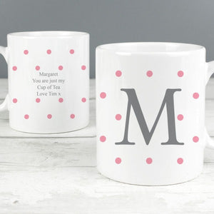 Personalised Monogram Pink Spot Mug