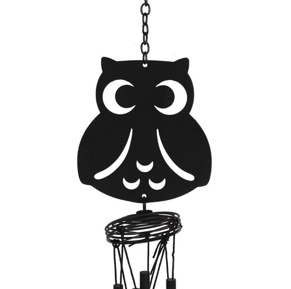 Black Owl Cutout Windchime