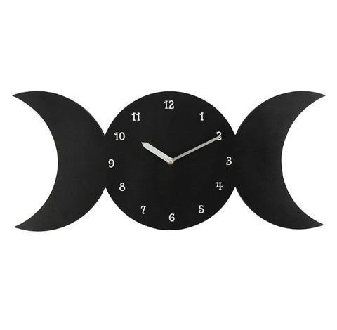 Black Triple Moon Clock