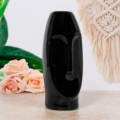 Tall Face Vase - Black