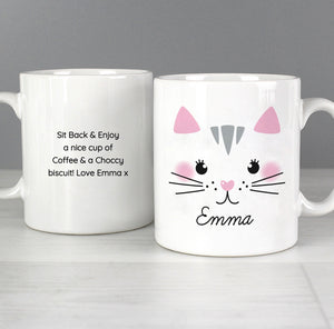 Personalised Cute Cat Face Mug