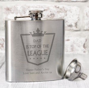 Personalised Top of the League Hip Flask