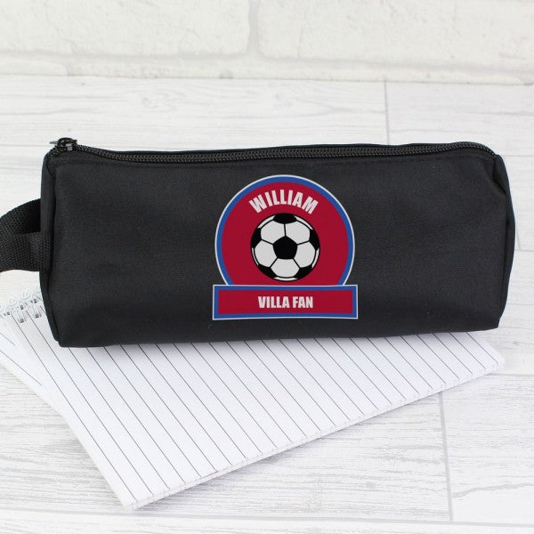 Personalised Claret and Blue Football Fan Pencil Case